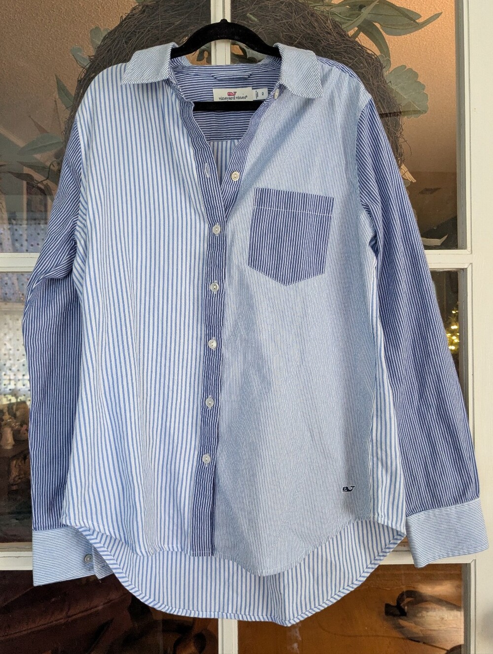 Vineyard Vines Mixed Stripe Button Up Oxford Shirt Blue Size 2